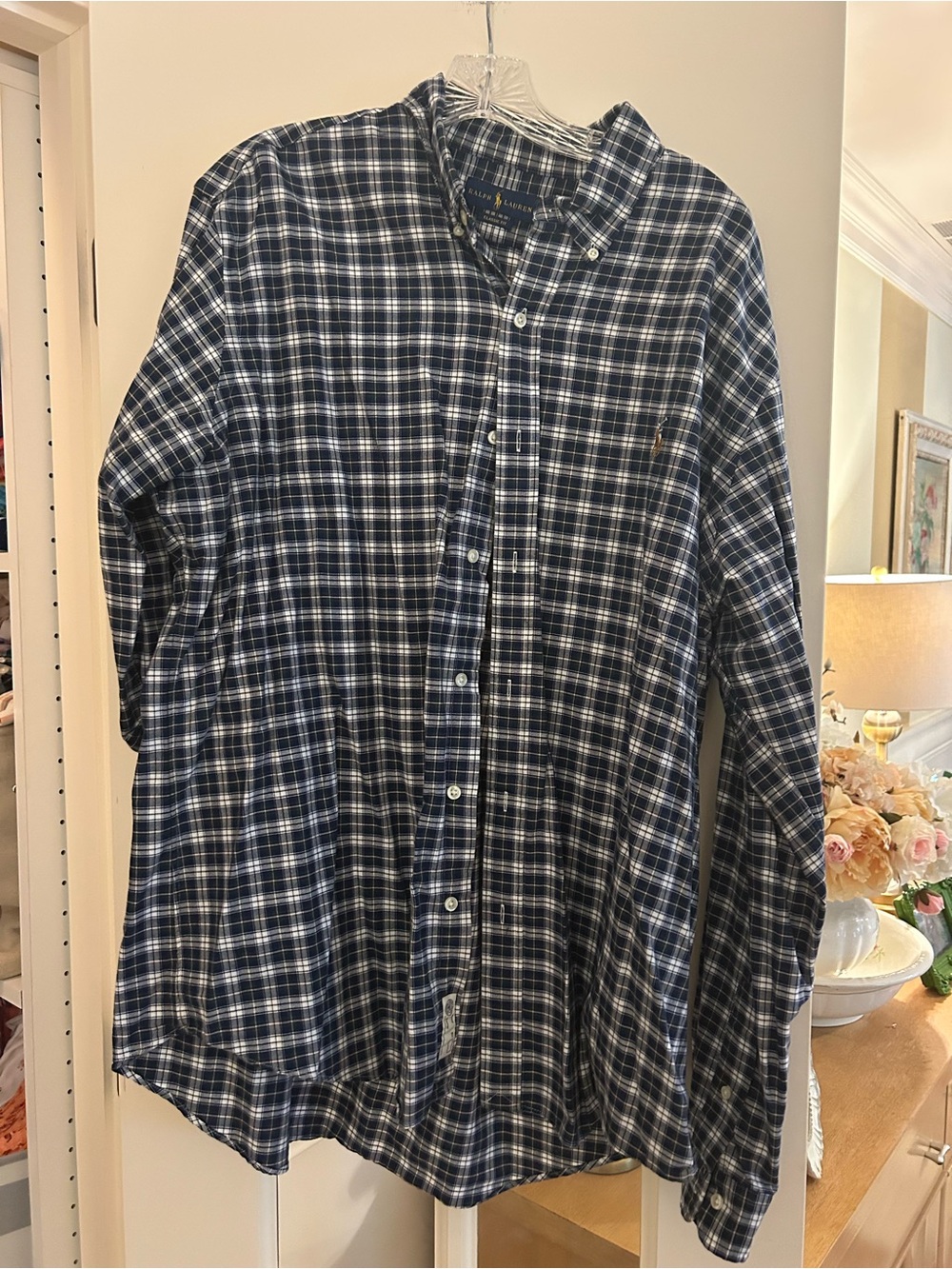 Ralph Lauren Navy & White Plaid Button-Down Shirt